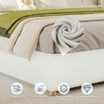 thumbnail image 4 of Queen Size Cloud Bed Frame, Low Bed Frame Without Headboard, Corduroy Upholstered Low Platform Bed with Solid Wood Legs, No Box Spring Required, Quiet and Easy Assembly, White, 4 of 8