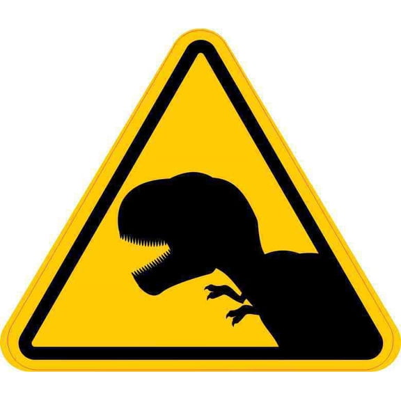 5in x 4.5in Caution T-Rex Sticker