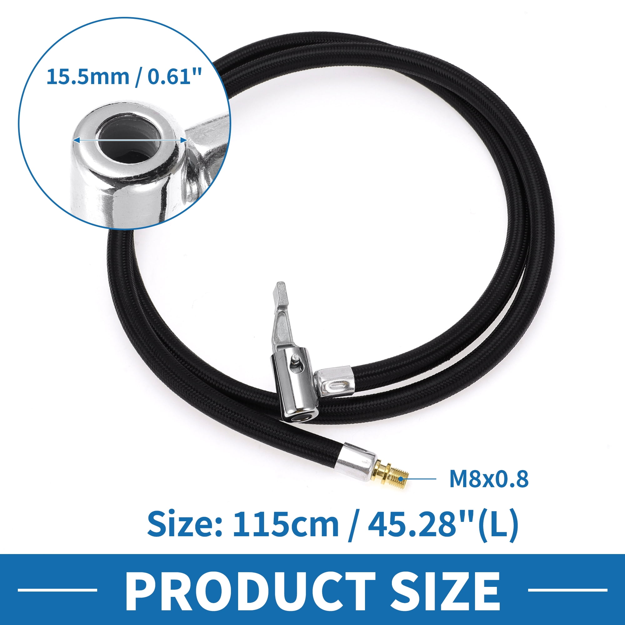 Unique Bargains Tire Inflator Extension Tube 45.28inch M8x0.8 Air Pump Hose Adapter Nylon