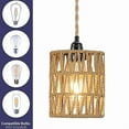 thumbnail image 3 of Boho Plug in Pendant Light, Hanging Light with Cord, Ceiling Lamp Rattan Cylinder Shad pwm25, 3 of 8