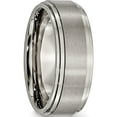 thumbnail image 4 of Titanium Brushed Center 8mm Double Step Ridged Edge Band (Size 7) Made In China tb161-7, 4 of 5