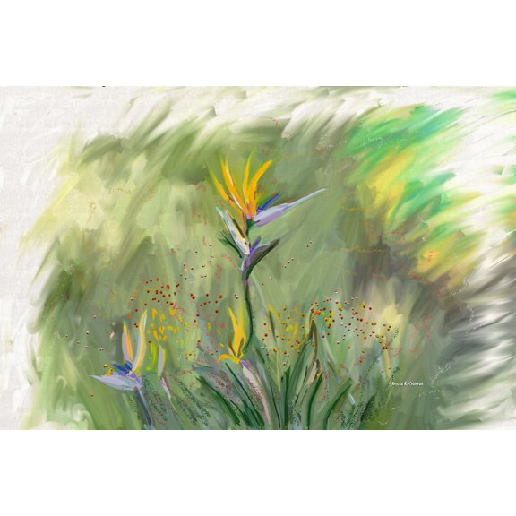 Computer Generated Image Of Flowers Canvas Art - Angela A Stanton Design Pics (38 x 24)
