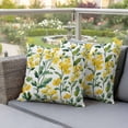 thumbnail image 2 of 2 Pack Outdoor Waterproof Throw Pillow Covers,Spring Yellow Wild Flowers Leaf Decorative Square Patio Pillowcases for Chair Couch Sofa 16x16in, 2 of 9