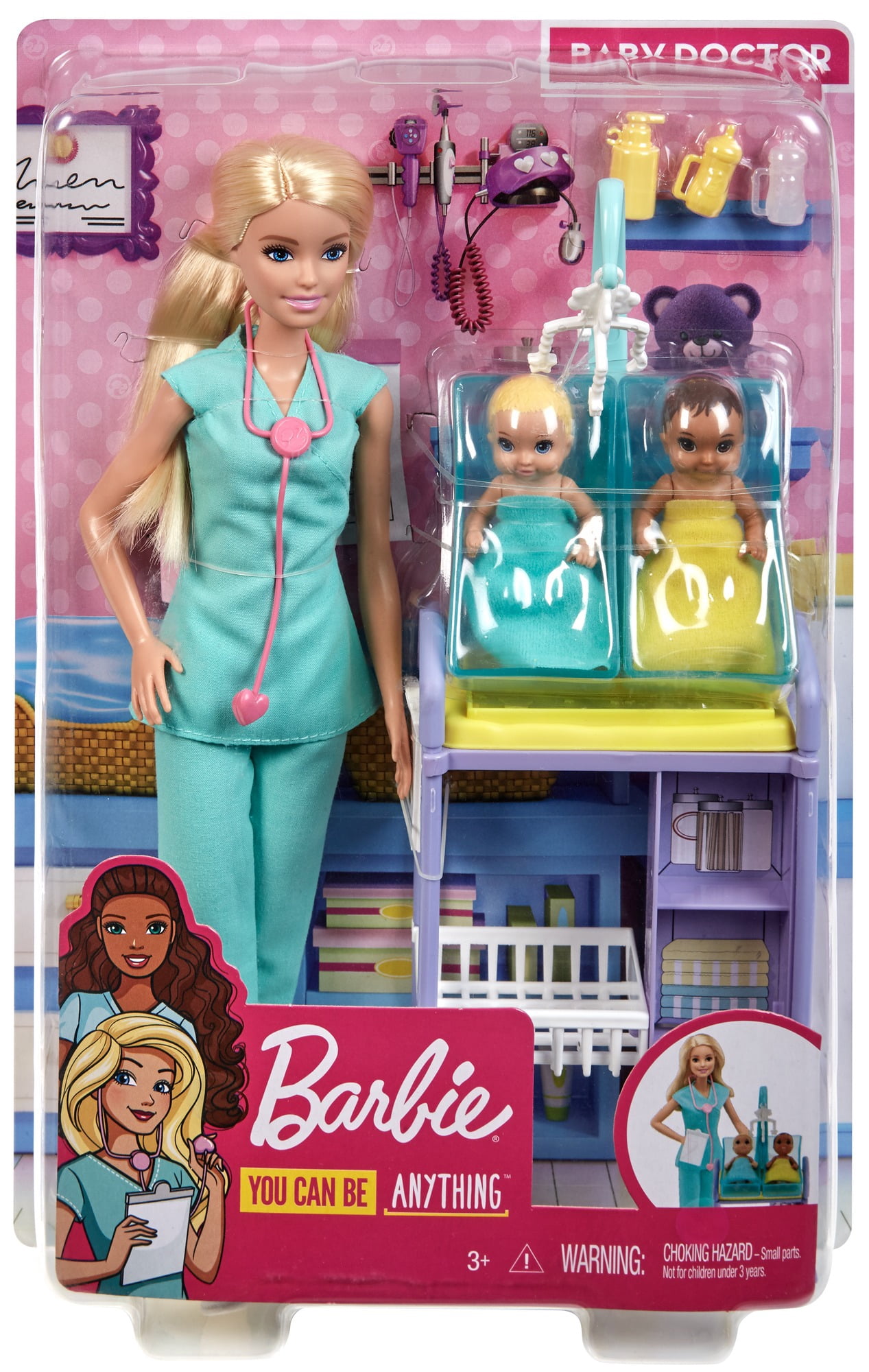 Barbie Careers Baby Doctor Playset With Blonde Doll, 2 Infant 