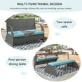 thumbnail image 6 of Convertible Outdoor Loveseat with Table, 4-in-1 HDPE Rattan Patio Furniture Set for Gardens and Lawns, Blue, 6 of 9