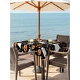 thumbnail image 2 of Outdoor Tablecloth with Umbrella Hole and Zipper, Halloween Square Table Cloth 54x54 Inch Waterproof Tablecloth, Orange Pumpkins White Funny Ghost Black Cat Picnic Table Cover for Patio Camping, 2 of 7