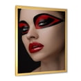 thumbnail image 2 of Designart 'Red Lips Black Makeup On The Eyes of Mask Girl' Modern Framed Art Print, 2 of 4