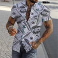 thumbnail image 2 of Camisas con estampado 3D de dólares para hombre, camisas casuales de verano de manga corta ajustadas con botones, blusas y tops para hombre, 2 of 4