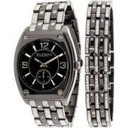 ELGIN Men's Crystal Accented Ionic Watch and Matching Bracelet, Black