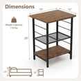 thumbnail image 3 of Gymax 3-Tier Side End Table w/ Adjustable Mesh Shelf Narrow Nightstand, 3 of 10