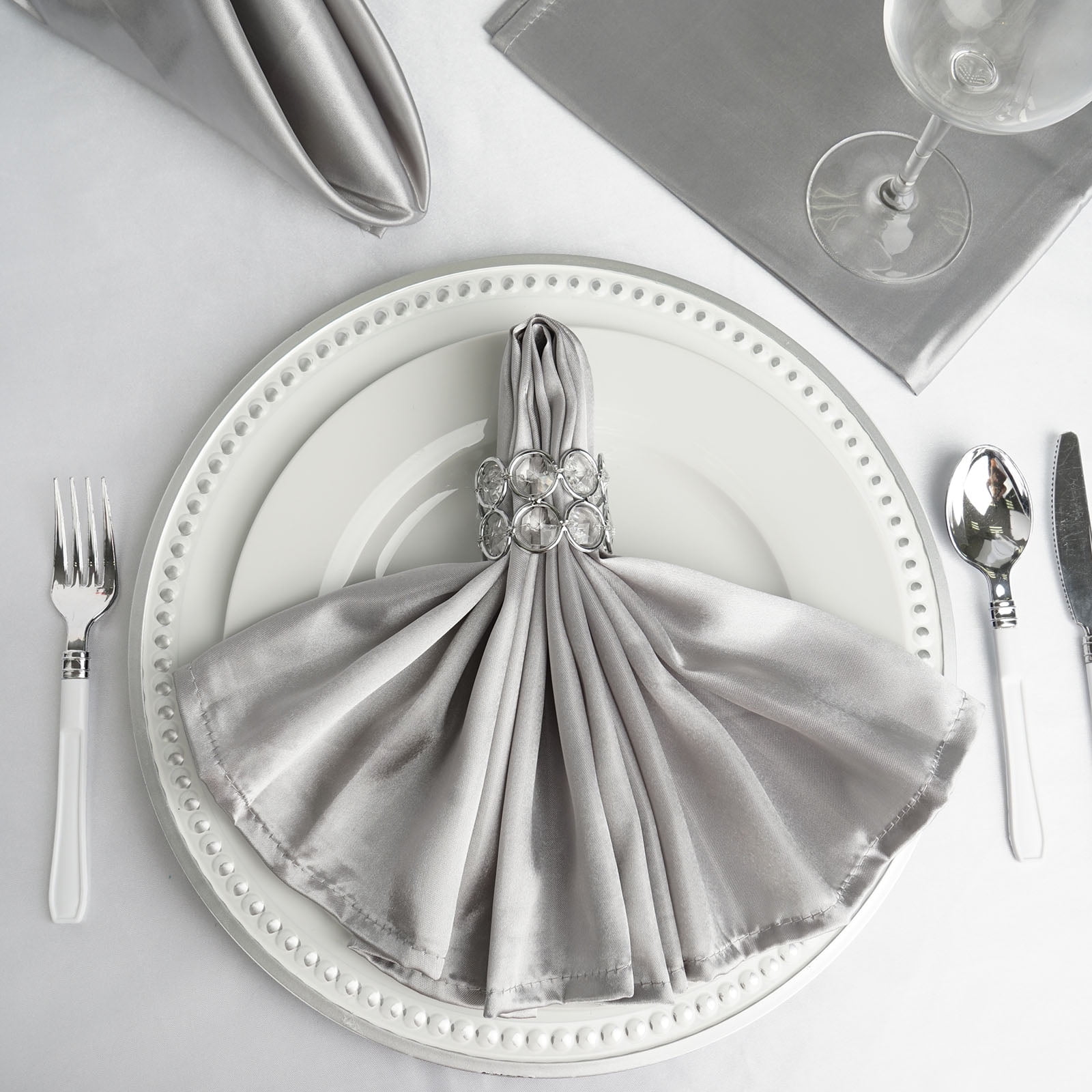 Wedding Napkins Set of 12 in Silver Grey Color, Diner Napkins