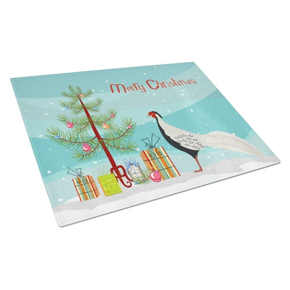 Caroline's Treasures Silver Pheasant Christmas Glass Cutting Board Large