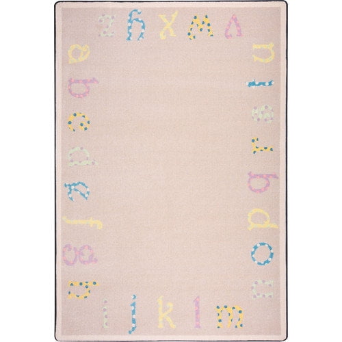 Joy Carpets Kid Essentials ABC's Beige/Yellow Polka Dot Area Rug