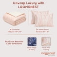 thumbnail image 2 of Loomsnest 3-Piece Full/Queen Comforter Set, All Season Duvet Insert, Soft, Lightweight, Diamond Stitched, Reversible Down Alternative Comforter (Floral Pink & Ivory), 2 of 8