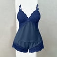 thumbnail image 2 of Uootdi Womens Plus Size Sleepwear Solid Color Delicate Detail Cami Blouse Elastic Waist Casual Shorts Comfy Daily Homewear Outfits, 2 of 7