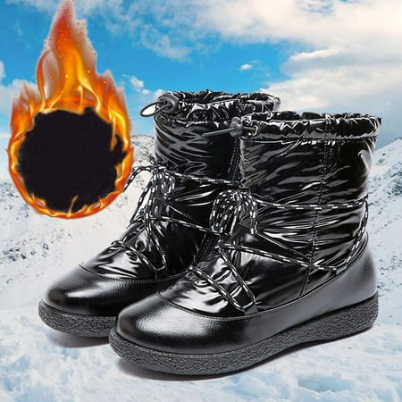 

Hvyes Halloween Decorations Women Winter Boots Antiskid Plus Velvet Warm Snow Boots Down Boots Waterproof Booties Mid Calf Waterproof Rain Boots