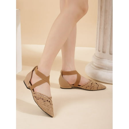 

Minimalist Cross Strap Lace Flats Women‘s Footwear