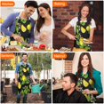 thumbnail image 4 of Yellow Lemon Fruit Limes Black Pattern Apron-Garden Aprons for Women with Pockets-Cotton Linen Waterproof Kitchen Cooking Gardening Aprons Adjustable for Kitchen,Cooking,BBQ and Salon 33x27 Inch, 4 of 7
