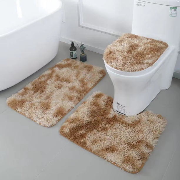 Nvzi 1 alfombrilla antideslizante para inodoro, juego de tres piezas para inodoro, alfombrilla de baño absorbente, limpia y reutilizable para ducha (caqui).