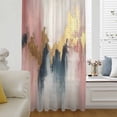 thumbnail image 6 of Modern Pink Gold Sheer Curtains 96 Inches Long, Abstract Gradient Brush Strokes Artwork Light Filering Curtains, Privacy Drapes Simi Floor to Veiling Curtain for Living Room Bedroom Window Treatment, 6 of 9