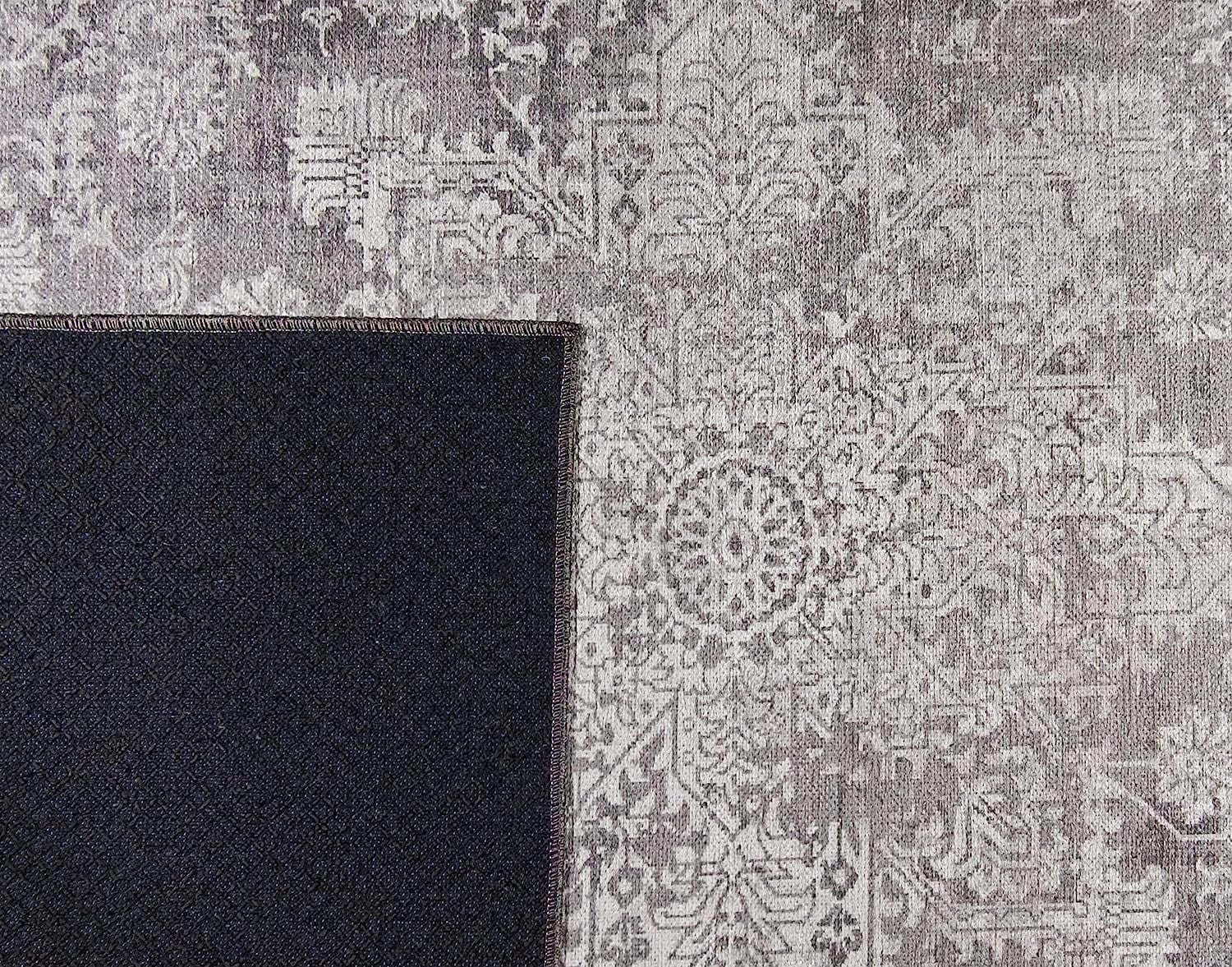 Gloria - Washable Area Rug Low Profile Persian Washable Runners Anti Slip Backing Rugs for Living Room Light Weight Foldable Carpet