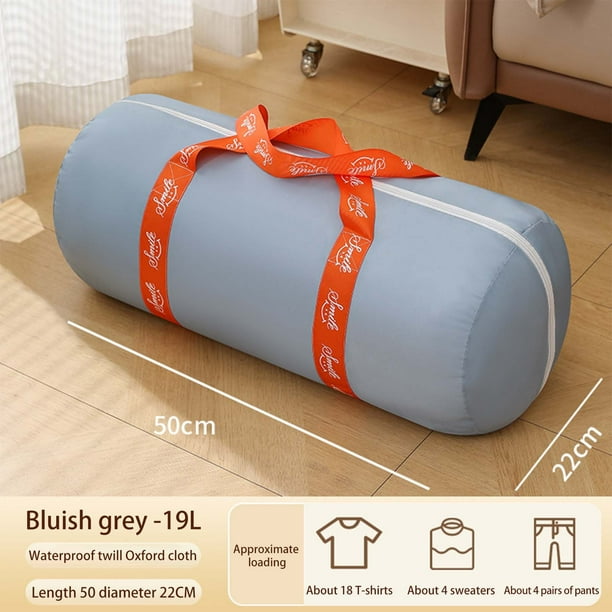 Bolsa de almacenamiento de gran capacidad con asa, organizador plegable tipo cubo, tela transpirable y asas reforzadas para mantas, ropa y almohadas, ideal para apartamentos pequeños y