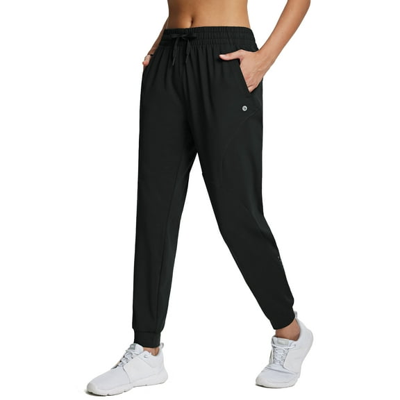 BALEAF Fleece Lined Joggers Women Waterproof Hiking Pants Thermal Sweatpants Warm Cold Weather Running Gear Jogging Black L