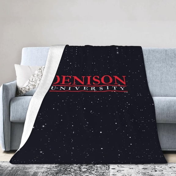 Denison University Fleece Blanket, Very Soft Microfiber Flannel Blanket for Couch Warm and Cozy for All Seasons, Black