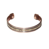 Mogul Unisex Powerful Sun Magnetic Copper Cuff Bracelet 3 Metal Healing Grounding Bangle