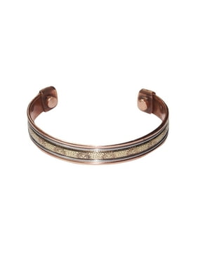 Mogul Unisex Powerful Sun Magnetic Copper Cuff Bracelet 3 Metal Healing Grounding Bangle