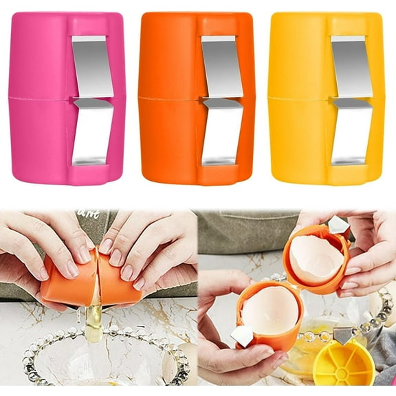 Quick Split Egg Opener, 2025 New Egg Cracker Tool for Raw Eggs, Hard Boiled Egg Peeler Egg Cube Egg Separator Handheld, Stainless Steel Eggshell Breaker Egg Shell Cutter Kitchen Gadgets