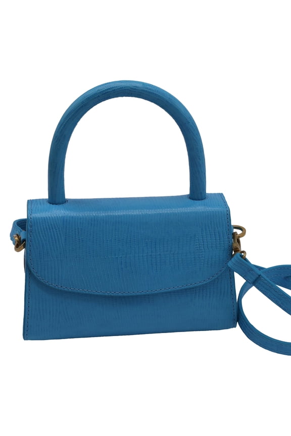 Pre-Owned By Far Mini Lizard Embossed Bag in Light Blue Leather
