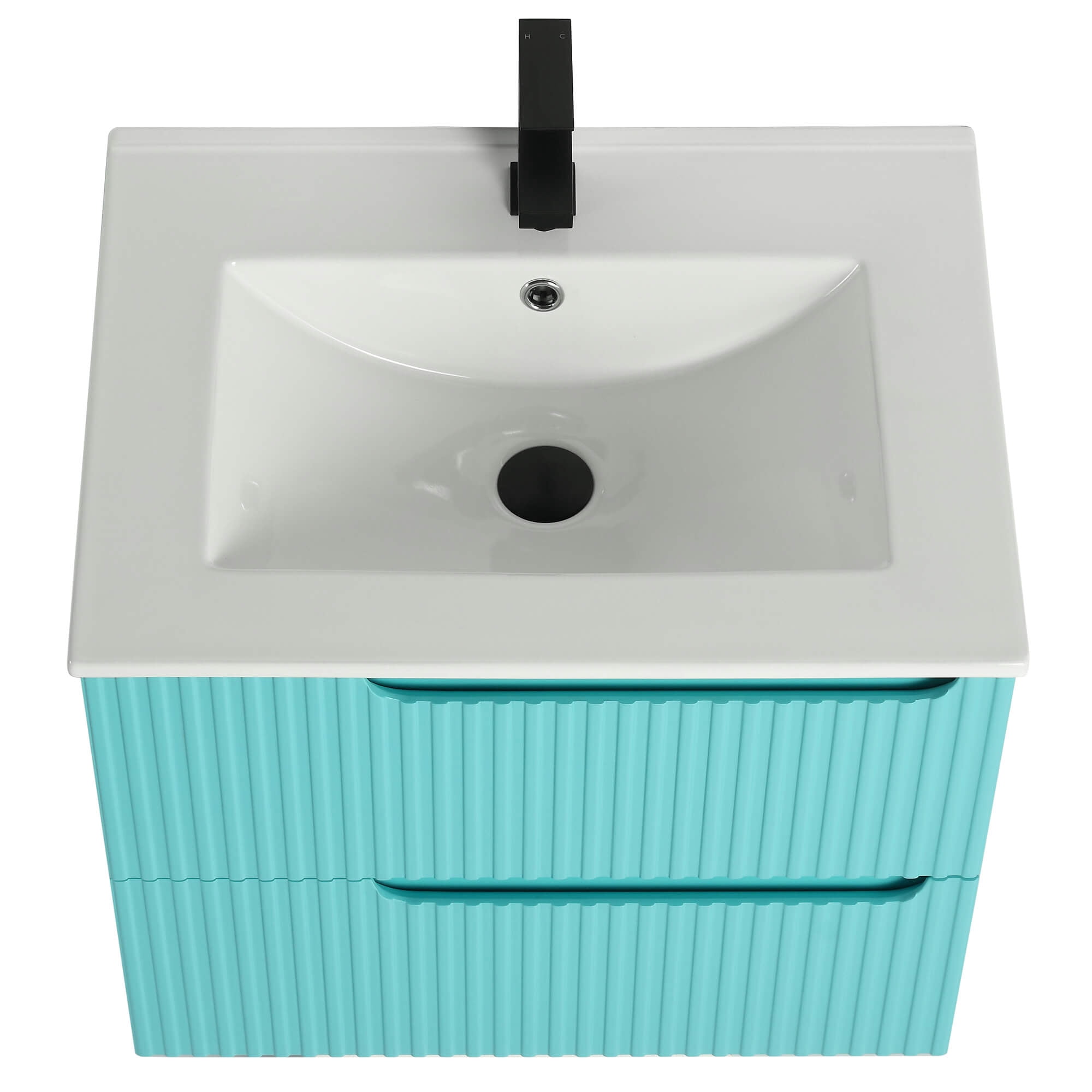 Citiscape Modern Bathroom Vanity with Textured Drawer Fronts 24" Wide - Tiffany Blue - Sink Included