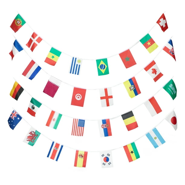 Polyester 32 Countries String Flag International Bunting Pennant Banner