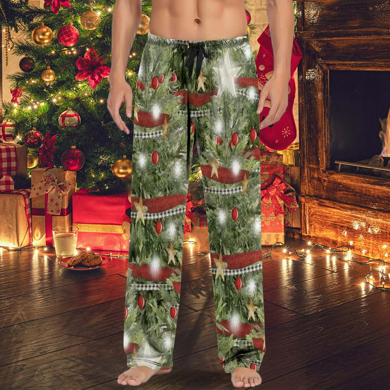 Yubnlvae Christmas Mens Casual Pants Pajama Pants With Drawstring And  Pockets Christmas Gift