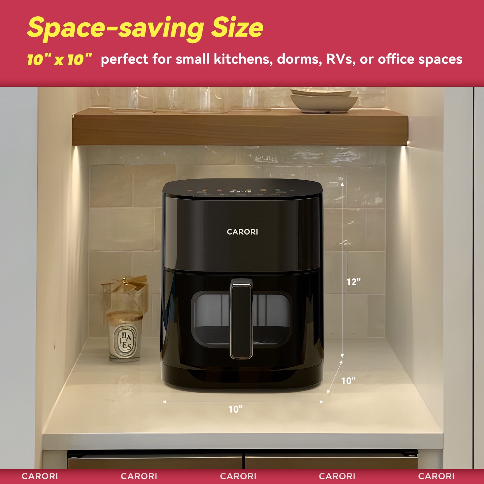 CARORI Air Fryer 14-in-1 with Viewing Window 6Qt Large Capacity, 392℉ Max Crisp, Airfryer No Flipping Dual Heating, Bake, Roast, Dehydrate, Reheat, 1700W Fast Even Easy Meals, Nonstick Dishwasher Saf