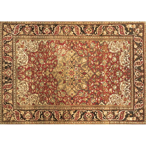 Ahgly Company Indoor Rectangle Medallion Brown Traditional Area Rugs, 2' x 5'