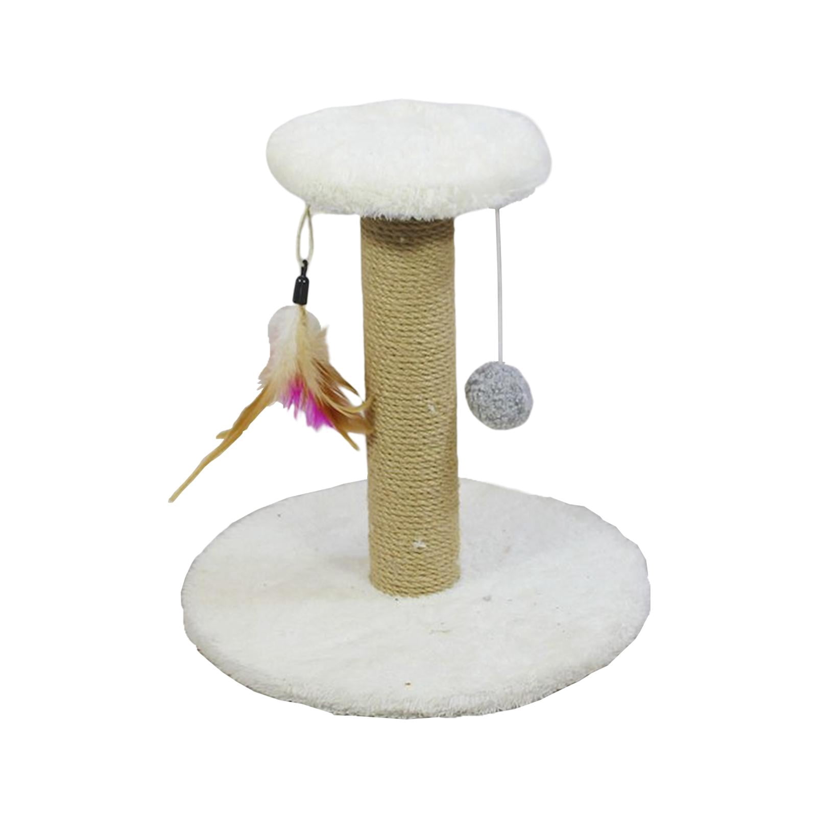Fzaqwen Cat Scratching Post Cat Scratcher Scratch Post Interactive Toy Cat Gift Climbing Round White