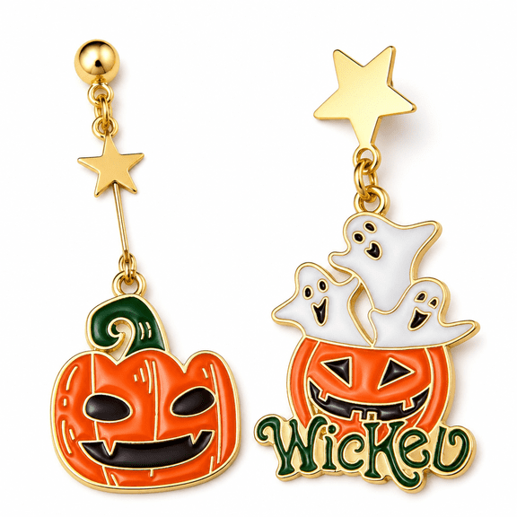 AURENIX Halloween Earrings for Women Ghost Pumpkin Witch Dangle Earrings Fun Cute Spooky Halloween Earrings Studs,Halloween Jewelry Gifts for Party Accessories
