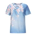 thumbnail image 6 of Pincandy Women's Casual Loose Floral Print Crewneck Printed Short Sleeve T-Shirt Tops,Sky Blue,M, 6 of 8