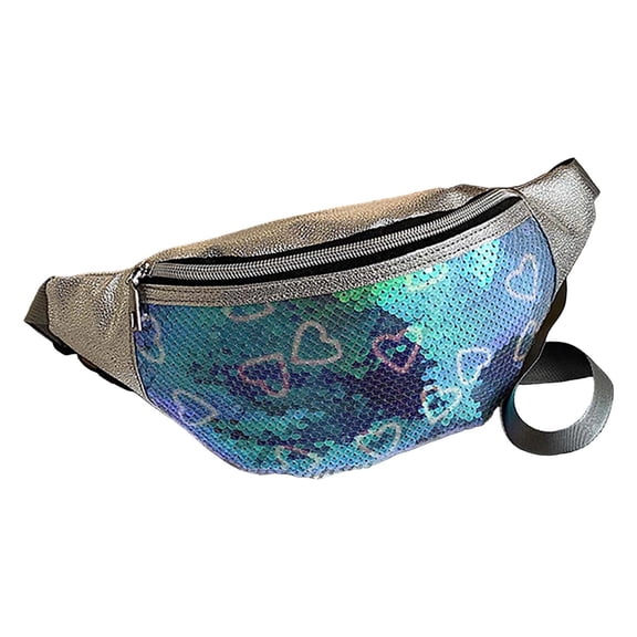 shoper Shimmering Shoulder Zip Pocket Waist Pack for Lightweight Ring–This Small Crossbody Fanny Pack for Personal Sky Blue
