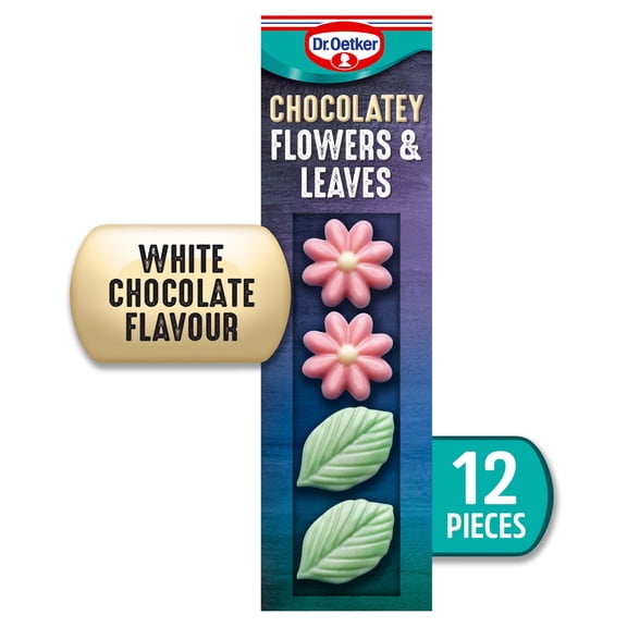 Dr Oetker 11 White Chocolate Flowers & Leaves 11G, Imported from Britain