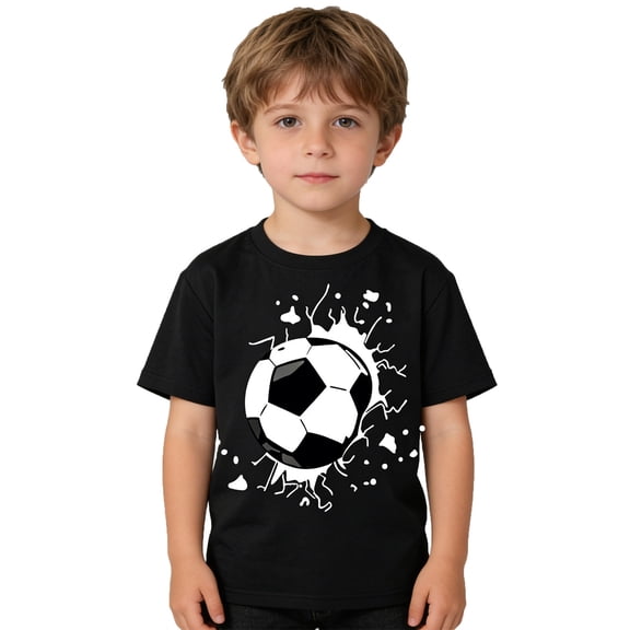 Rggeeun Baby Boys T-Shirts Ball Graphics Print Design Summer Knit Short Sleeve Casual Crew Neck Comfortable Kids Classic Tops,Black,18-24 Months