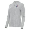 thumbnail image 2 of Women's Antigua Heather Gray Pittsburgh Pirates Daybreak Quarter-Zip Hoodie, 2 of 3