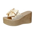 thumbnail image 1 of CHGBMOK Womens Sandals Summer New Solid Color Retro Thick Bottom Open Toe Beach Slippers,Sizes 36-43, 1 of 7