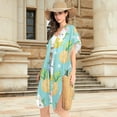 thumbnail image 4 of Beach Vacation Clothes Kimono Cardigan Loose Swimsuit Cover Up for Women Cute Cat in Pineapple S, 4 of 6