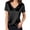 Black, variant on Summer T Shirts for Women Fashion Short Sleeve V Neck Casual Basic Top with Mesh Yoke Blue L