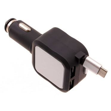 Retractable Car Charger for iPhone 16/Pro/Max/Plus - 4.8Amp Type-C 2-Port USB Fast Charge DC