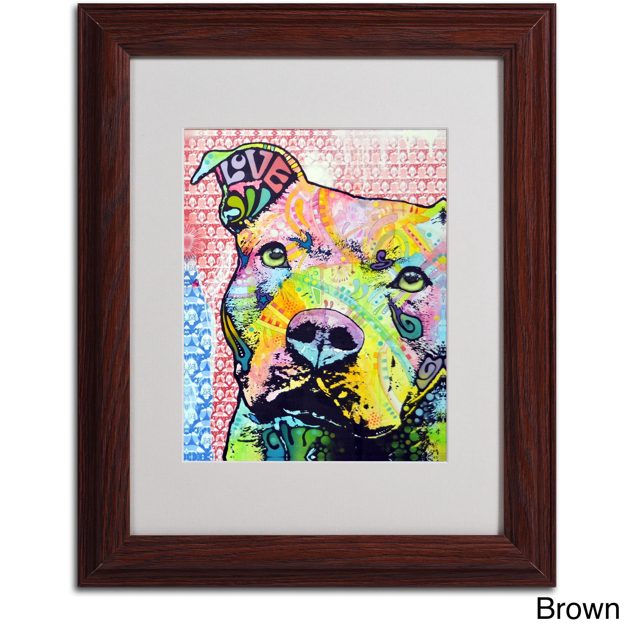 Matted art under acrylic in a black frame