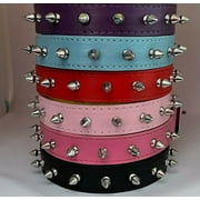 Vegan Leather Spiked Dog Collar XS S M L PU Leather Studded Dog Collar 1 Row Anti-Bite Studded Dog Collar -S-Dark Pink